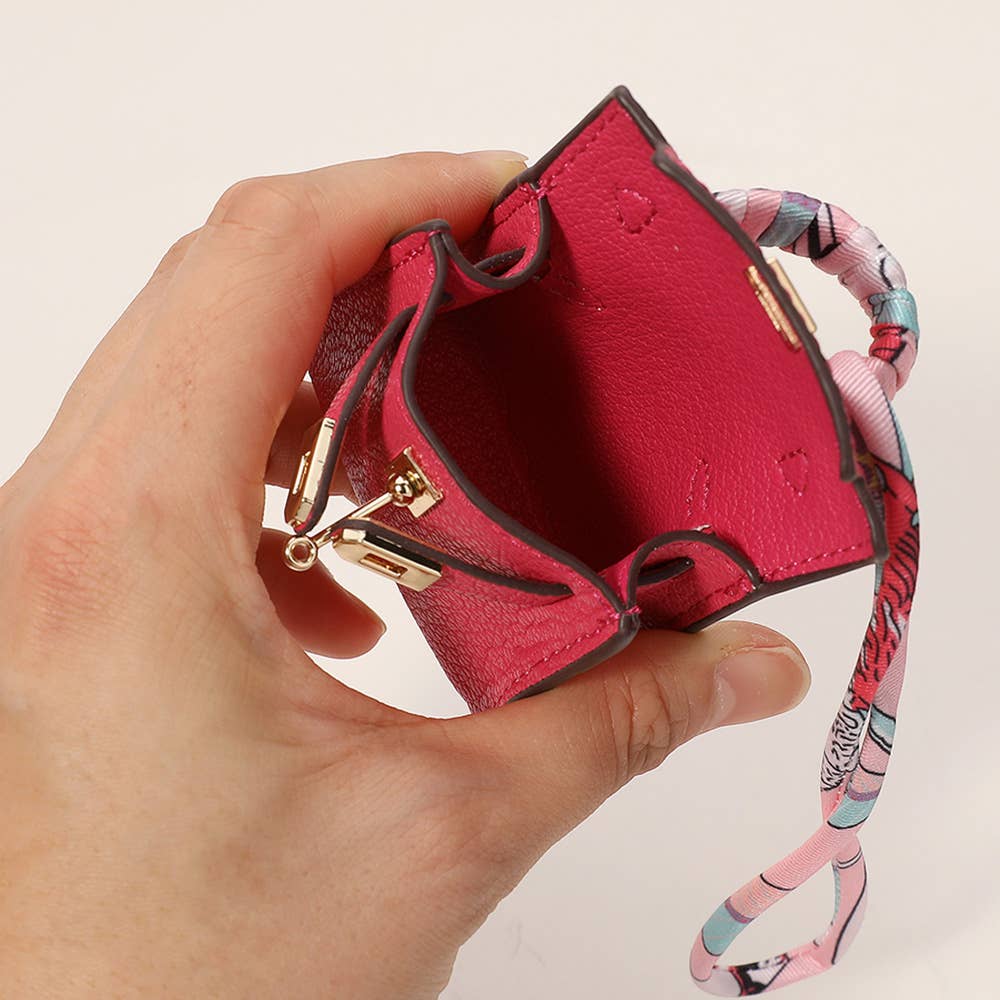 Faux leather mini purse - Bag charm - Taupe