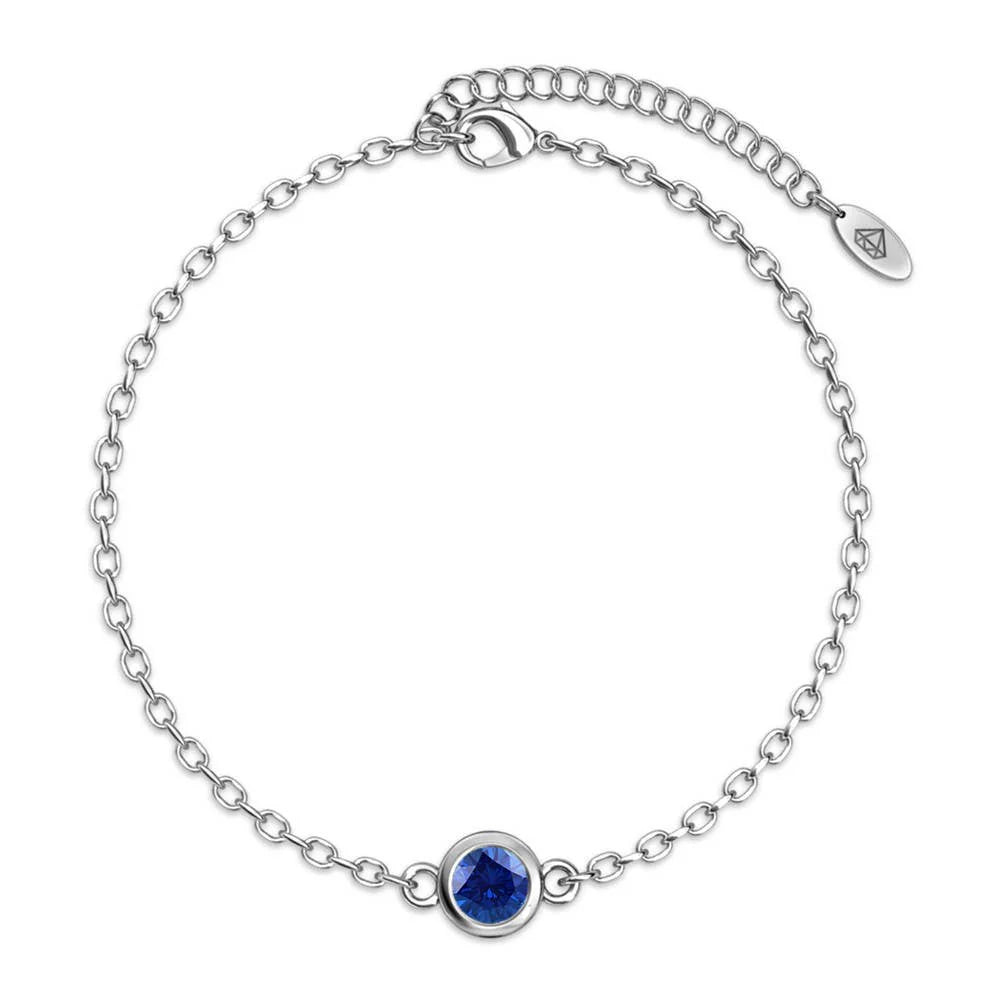 Birth stone bracelet set - Silver and crystal/blue