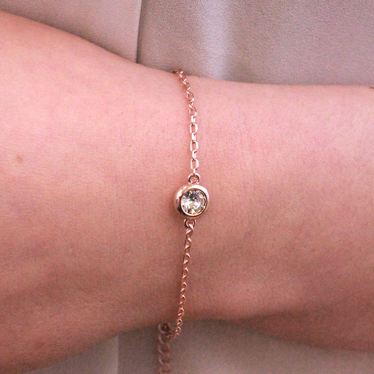 Birth stone bracelet - Rose gold and crystal
