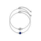 Birth stone bracelet set - Silver and crystal/blue
