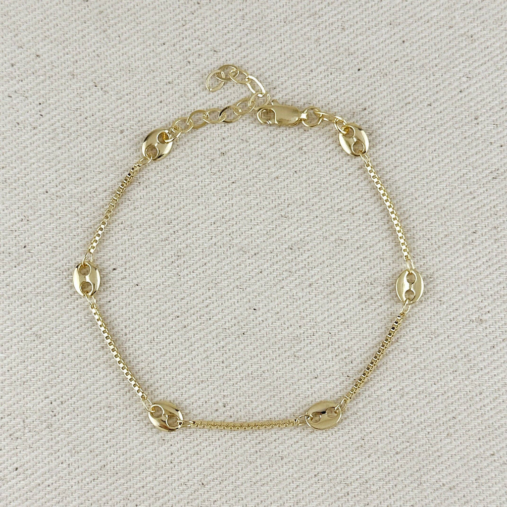 Fancy box chain bracelet - 18k Gold filled