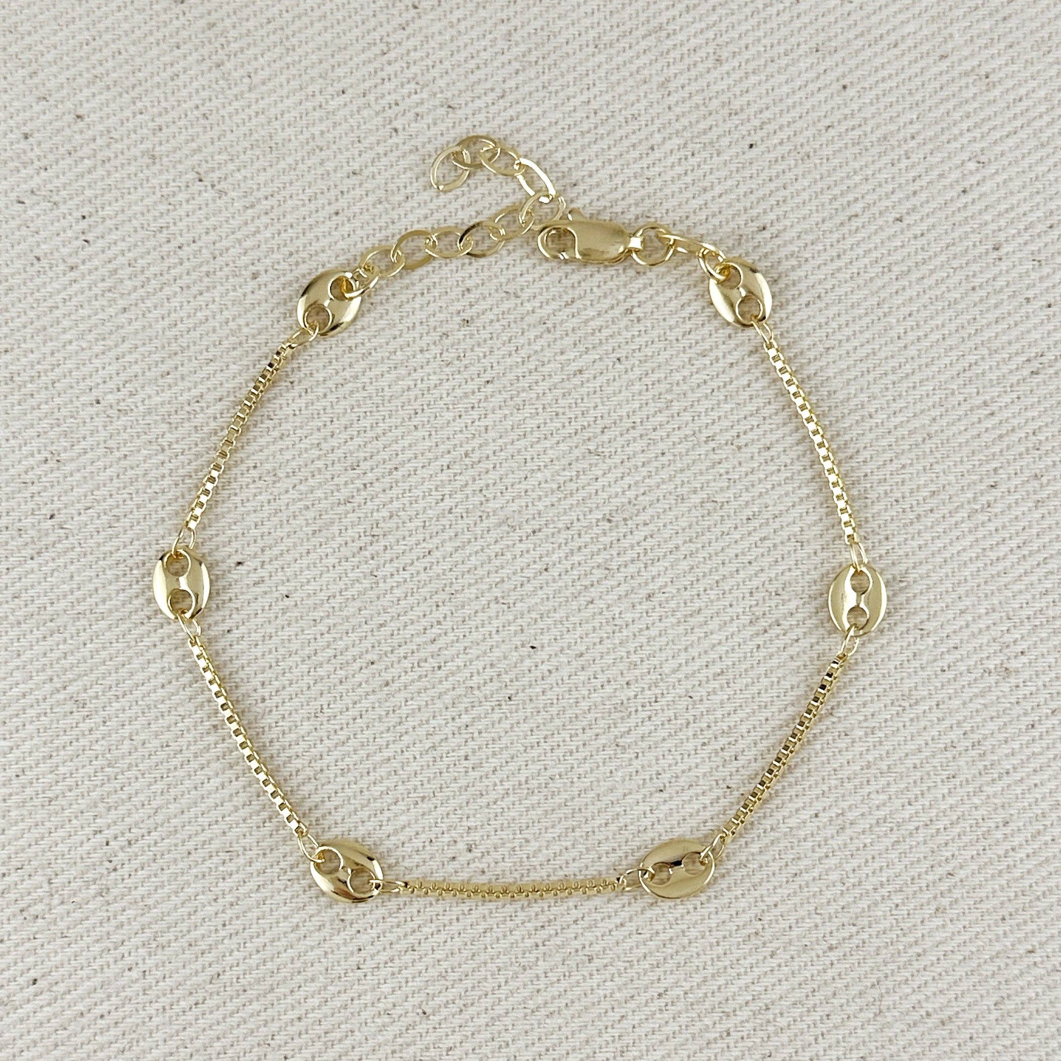 Fancy box chain bracelet - 18k Gold filled