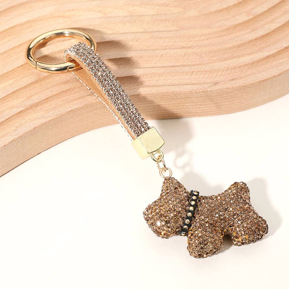 Bling studded dog dangle - Keychain / Bag charm