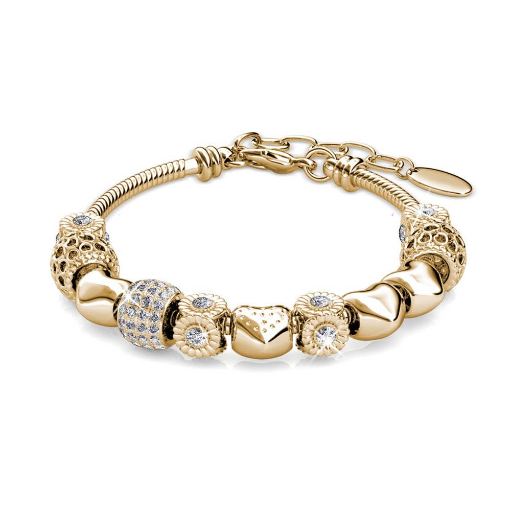 Radiant charm bracelet - Gold and crystal