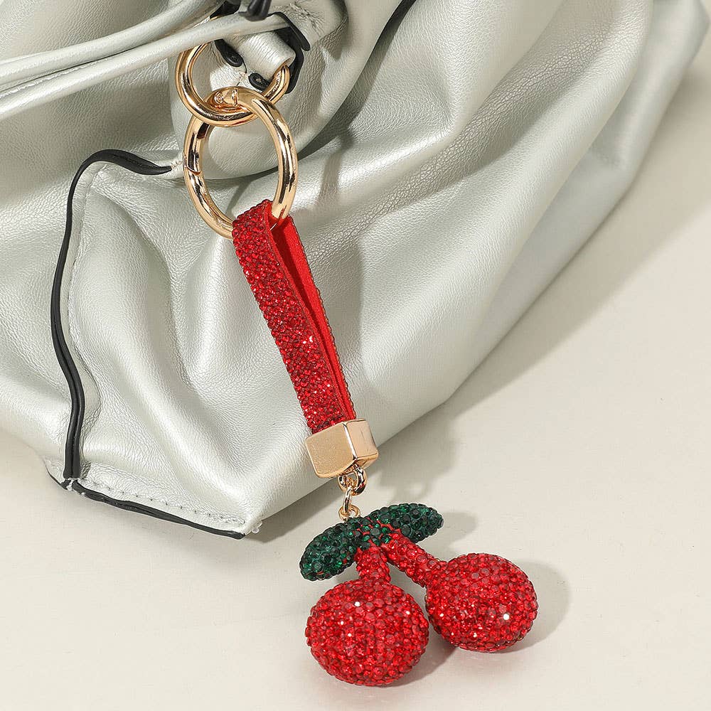 Bling studded cherry - Keychain / Bag charm