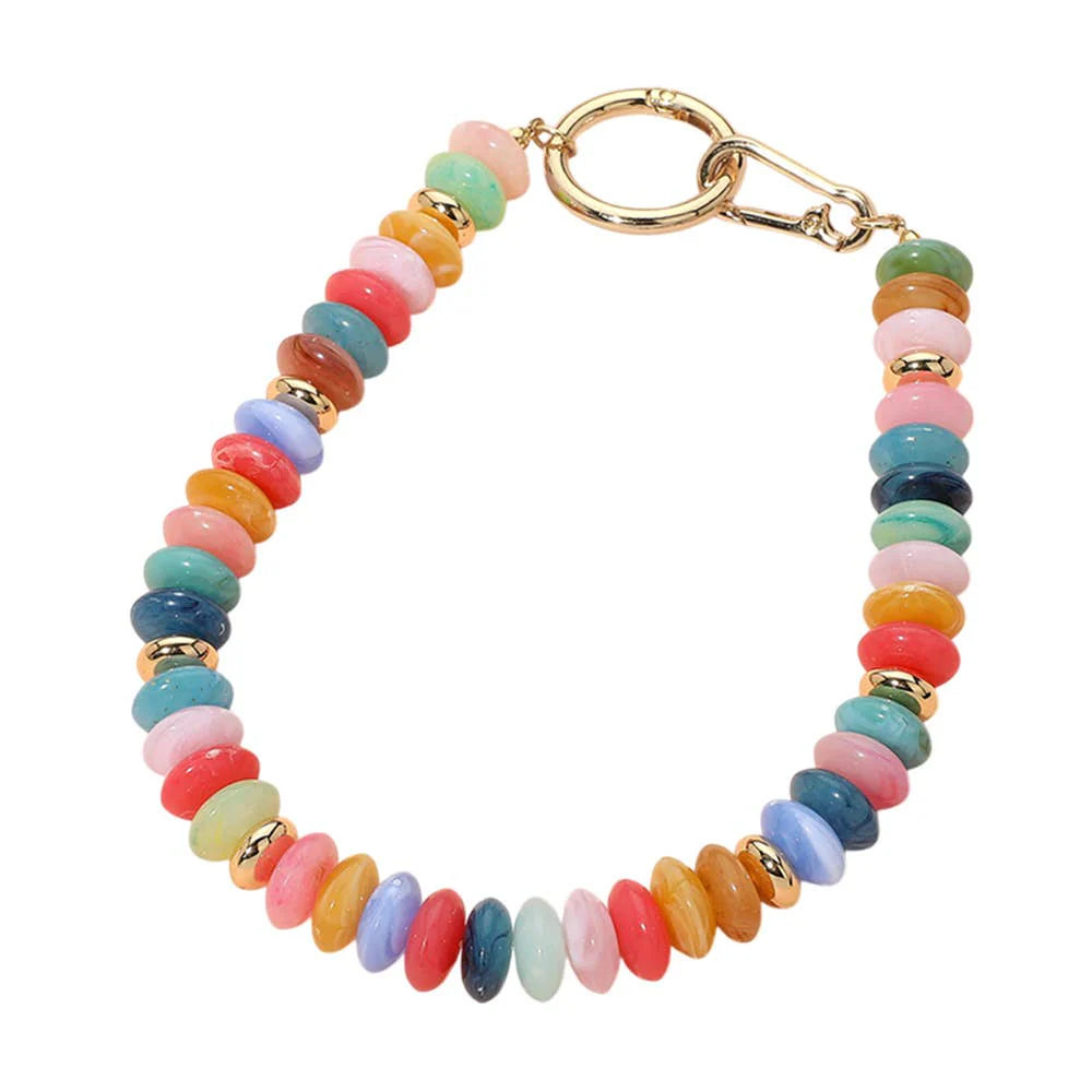 Chunky colorful resin round beaded bag charm