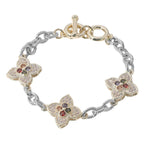 Colorful clover charm toggle bracelet - 14k Gold plated