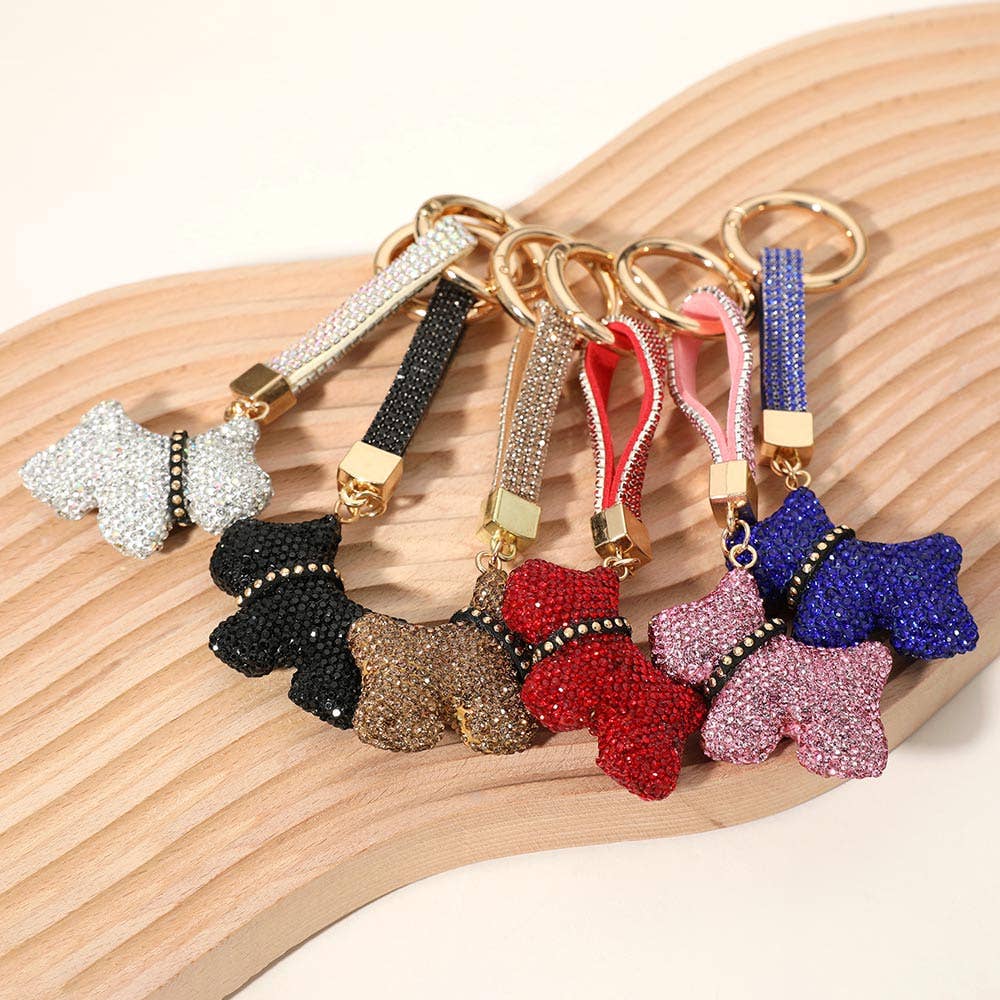 Bling studded dog dangle - Keychain / Bag charm