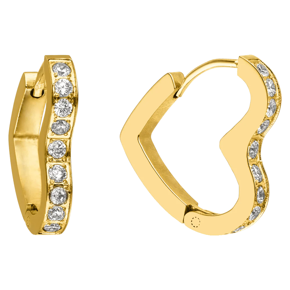 Glow heart earrings - 18K gold-plated