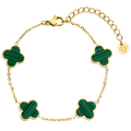 Green clover bracelet - 18K gold-plated