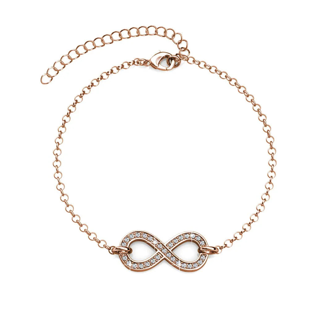 Infinity eight bracelet - Rose gold and crystal