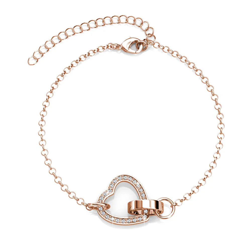 Locked heart bracelet - Rose gold and crystal