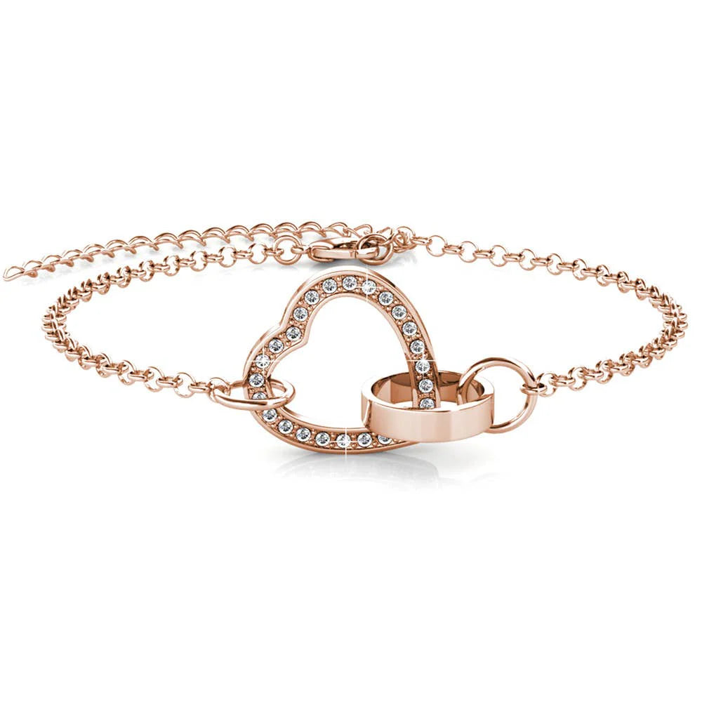 Locked heart bracelet - Rose gold and crystal