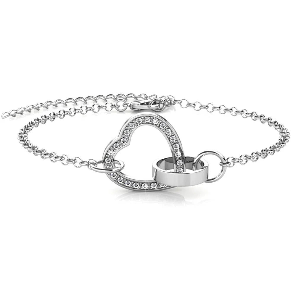 Locked heart bracelet - Silver and crystal