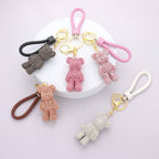 Bling bear figure - Faux leather - Strap keychain