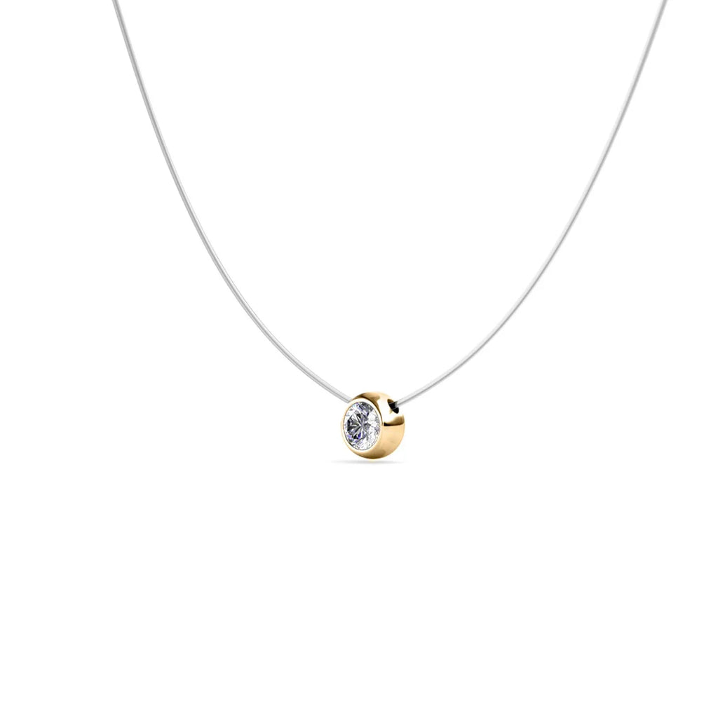 Moon pendant - Gold and crystal