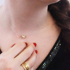 Moon pendant - Gold and crystal