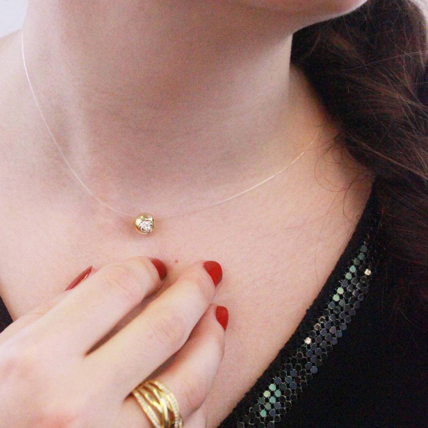 Moon pendant - Gold and crystal