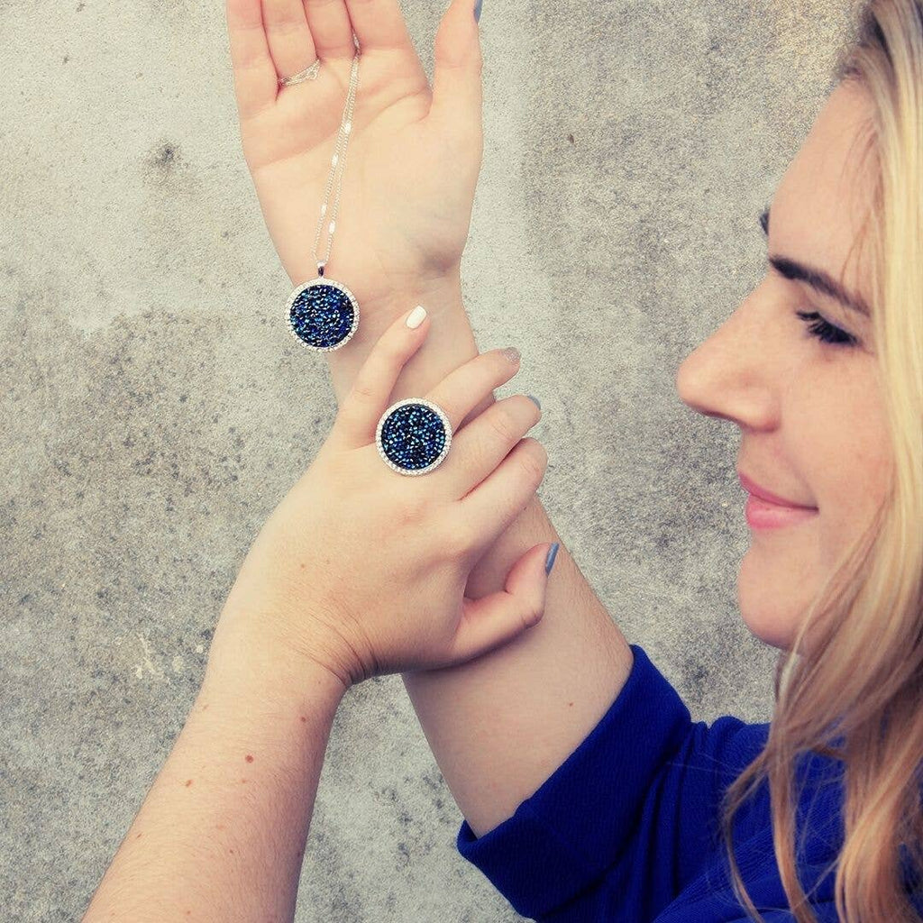 Ocean ring - Silver and blue - Size 52