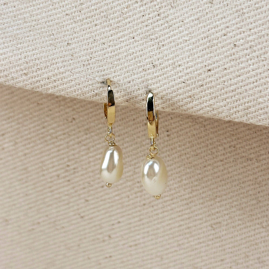 Drop pearl hoop earrings - 18k Gold filled