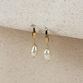 Drop pearl hoop earrings - 18k Gold filled