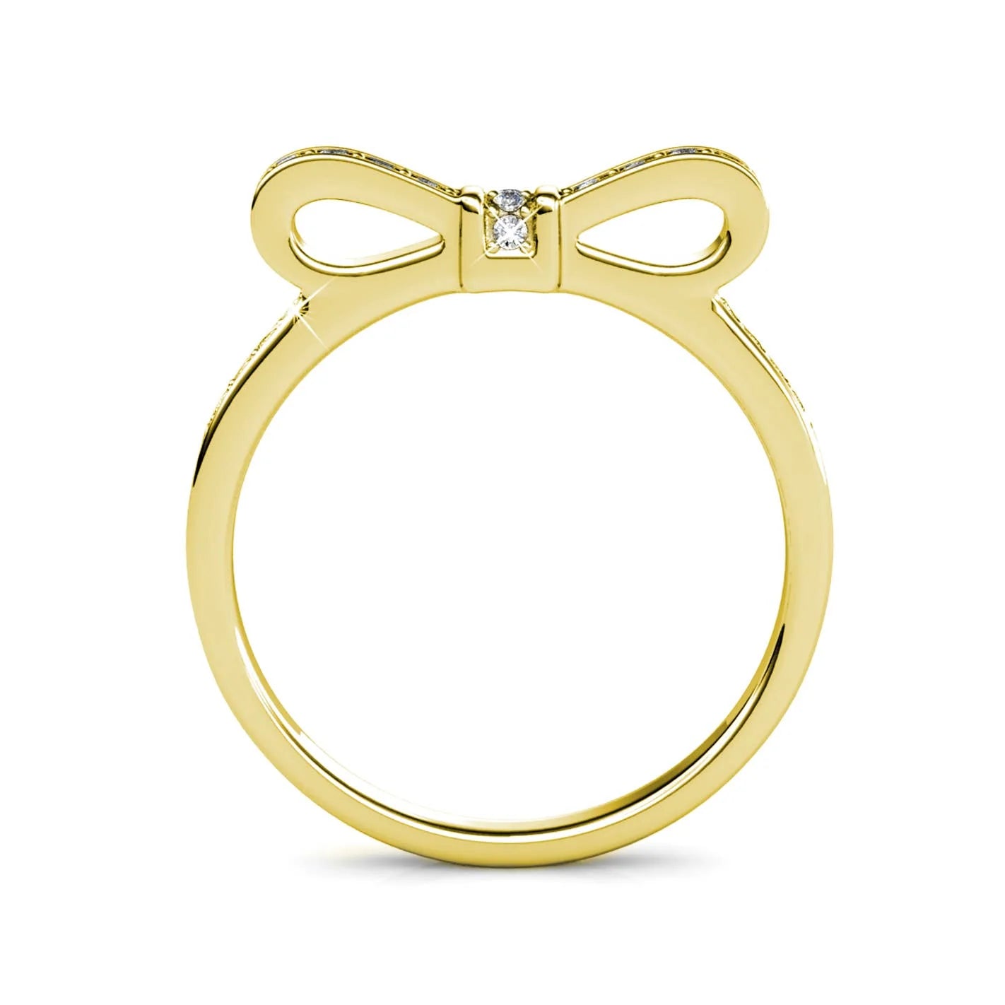 Ribbon ring - Gold and crystal - Size 54