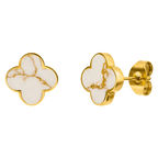 White-gold clover stud earrings - 18K gold-plated